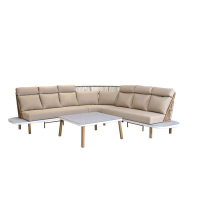 Nuvana 7-Seater Luxury Corner Sofa Set with Coffee Table - Light Beige - With 2-Year Warranty 