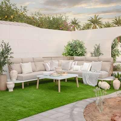 Nuvana 7-Seater Luxury Corner Sofa Set with Coffee Table - Light Beige - With 2-Year Warranty 