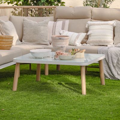 Nuvana 7-Seater Luxury Corner Sofa Set with Coffee Table-Light Beige-With 2-Year Warranty-By Ziantti