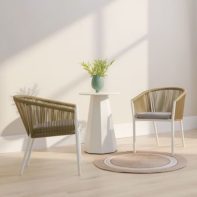 Cairo 1 + 2-Seater Balcony Set - White/Yellow - With 1-Year Warranty