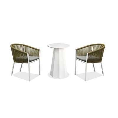 Cairo 1 + 2-Seater Balcony Set - White/Yellow - With 1-Year Warranty