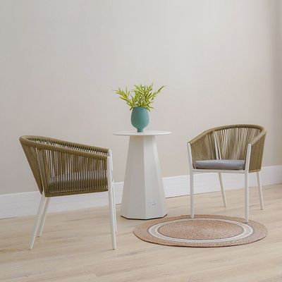 Cairo 1 + 2-Seater Balcony Set - White/Yellow - With 1-Year Warranty