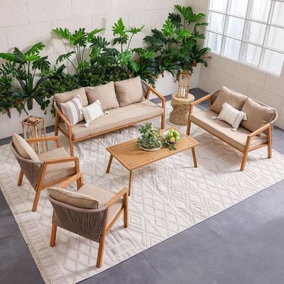 Snowe 5-Seater Sofa Set with Coffee Table - Beige - With 1-Year Warranty