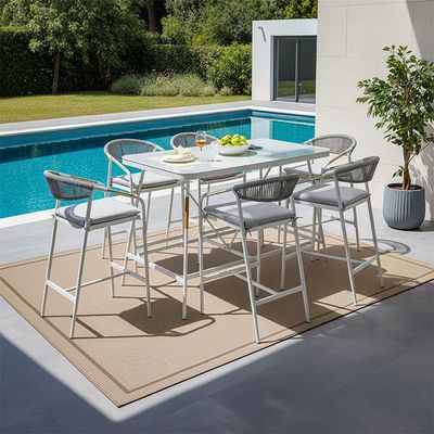 Nexa 1 + 6-Seater Bar Set - White/Light Grey - With 1-Year Warranty