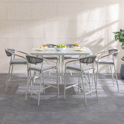 Nexa 1 + 6-Seater Bar Set - White/Light Grey - With 1-Year Warranty