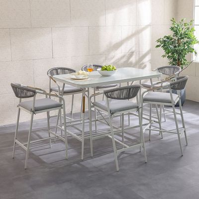 Nexa 1 + 6-Seater Bar Set - White/Light Grey - With 1-Year Warranty