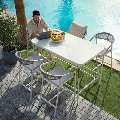 Nexa 1 + 6-Seater Bar Set - White/Light Grey - With 1-Year Warranty