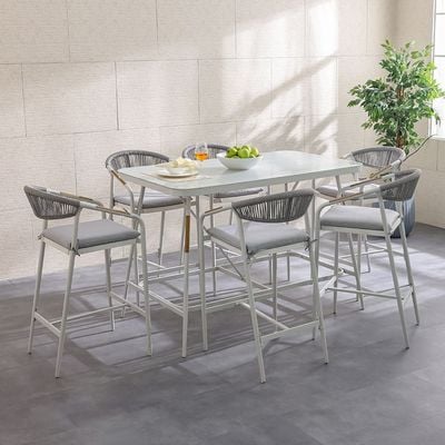 Nexa 1 + 6-Seater Bar Set - White/Light Grey - With 1-Year Warranty