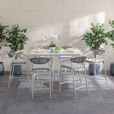 Nexa 1 + 6-Seater Bar Set - White/Light Grey - With 1-Year Warranty