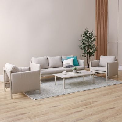 Divine 5-Seater Sofa Set with Coffee Table-Light Grey/Apricot-With 2-Year Warranty