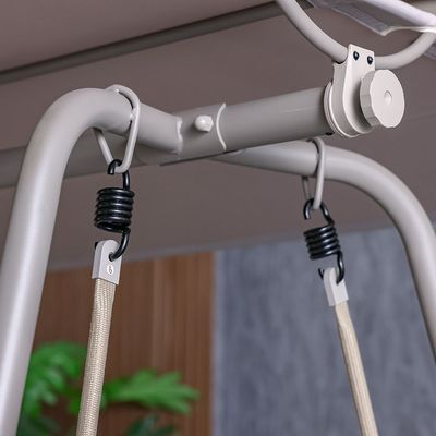 Lima 3-Seater Swing with Canopy - Grey-Green/Teak/Beige - With 1-Year Warranty