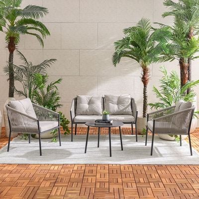 Majestic 4-Seater Sofa Set - Grey/Black - With 1-Year Warranty