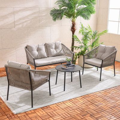 Majestic 4-Seater Sofa Set - Grey/Black - With 1-Year Warranty
