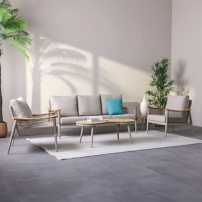 Savannah 5-Seater Sofa Set with 2 Coffee Tables - Champagne - With 2-Year Warranty - By Ziantti