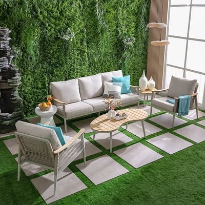 Savannah 5-Seater Sofa Set with 2 Coffee Tables - Champagne - With 2-Year Warranty 
