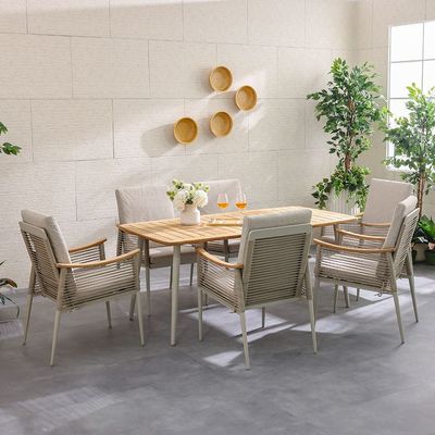 Savannah 1 + 6-Seater Dining Set - Champagne - With 2-Year Warranty - By Ziantti