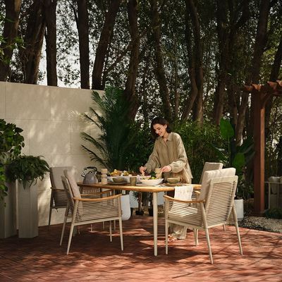Savannah 1 + 6-Seater Dining Set - Champagne - With 2-Year Warranty - By Ziantti