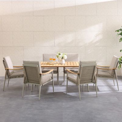 Savannah 1 + 6-Seater Dining Set - Champagne - With 2-Year Warranty - By Ziantti