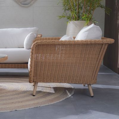 Santiago 5-Seater Rattan Sofa Set + Coffee Table-Brown/White-With 2-Year Warranty-By Ziantti