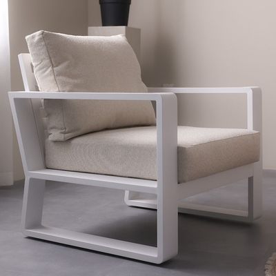 Croma 5-Seater Sofa Set with Coffee Table - White/Teakwood - With 2-Year Warranty