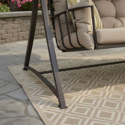 Lucia 3-Seater Swing with Canopy - Dark Beige - With 1-Year Warranty 