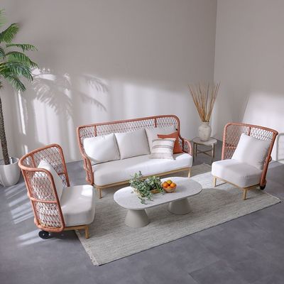 Juliya 5-Seater Sofa Set - Red/White - With 2-Year Warranty