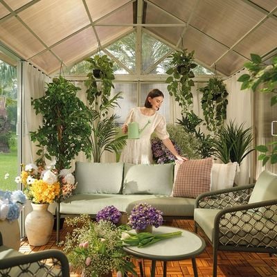 Aldrin 5-Seater SOFA SET-Green/White-With 1-Year Warranty