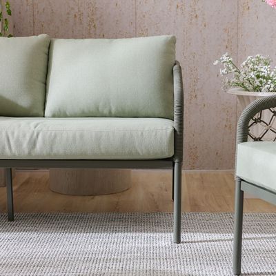 Aldrin 5-Seater SOFA SET - Green/White - With 1-Year Warranty
