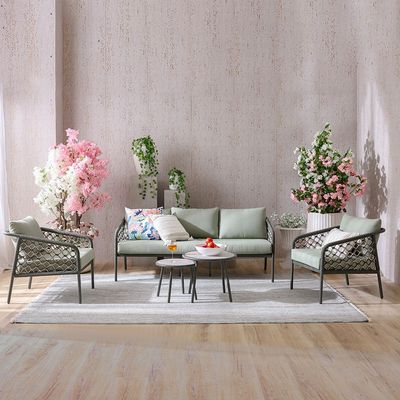 Aldrin 5-Seater SOFA SET - Green/White - With 1-Year Warranty