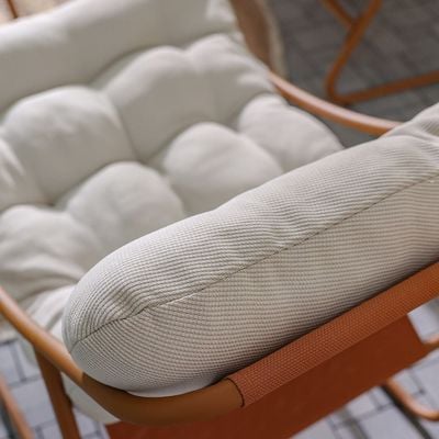 Zoya 4-Seater Sofa Set - Orange/Cream - With 1-Year Warranty