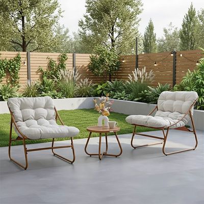 Zoya 1 + 2-seater Balcony Set - Orange/Cream - With 1-Year Warranty