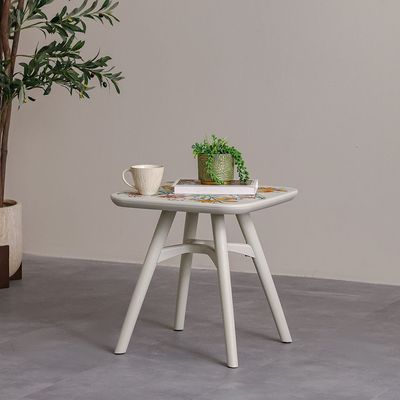 Prisma Square Coffee Table - Beige with Floral Print