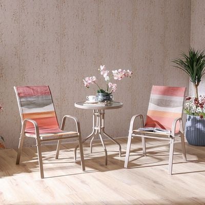 Mabel 1 + 2-Seater Balcony Set - Taupe/Pink - With 6-month Warranty
