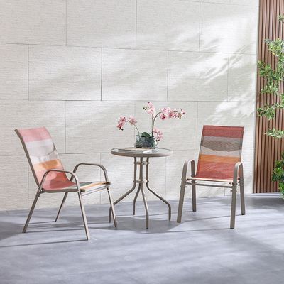 Mabel 1 + 2-Seater Balcony Set - Taupe/Pink - With 6-month Warranty