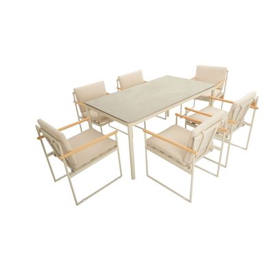 Tuxedo 1 + 6-Seater Dining Set - Beige - With 1-Year warranty