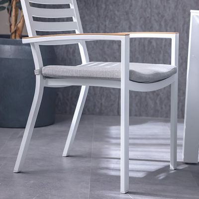 Alba 1 + 6-Seater Dining Set - White/Light Grey - With 1-Year Warranty