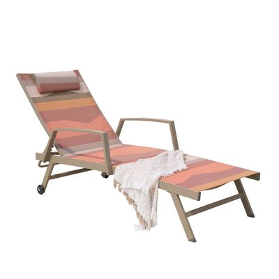 Mabel Sun Lounger - Pink/Taupe - With 6-Month Warranty