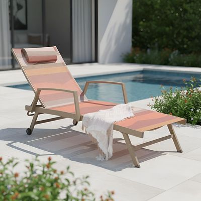 Mabel Sun Lounger - Pink/Taupe - With 6-Month Warranty