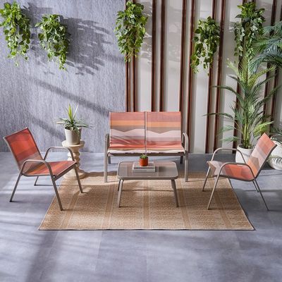 Mabel 4-Seater Sofa Set with Coffee Table - Taupe/Pink - With 6-month Warranty