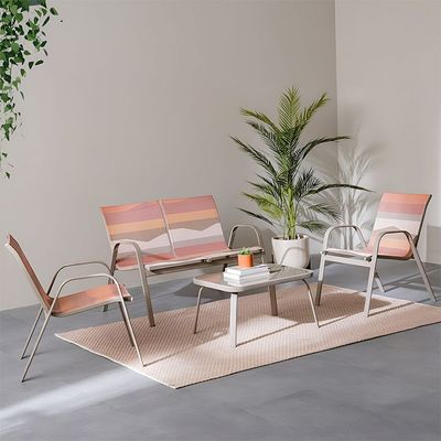 Mabel 4-Seater Sofa Set with Coffee Table - Taupe/Pink - With 6-month Warranty