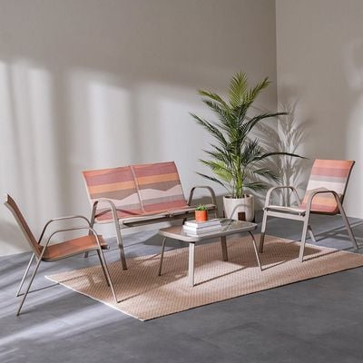 Mabel 4-Seater Sofa Set with Coffee Table - Taupe/Pink - With 6-month Warranty