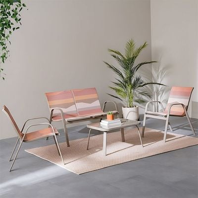 Mabel 4-Seater Sofa Set with Coffee Table - Taupe/Pink - With 6-month Warranty