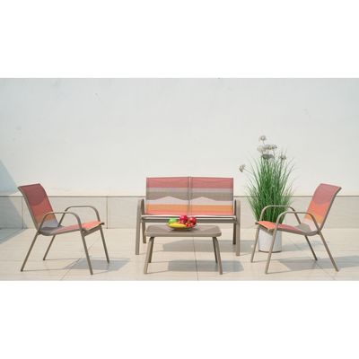 Mabel 4-Seater Sofa Set with Coffee Table - Taupe/Pink - With 6-month Warranty