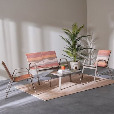 Mabel 4-Seater Sofa Set with Coffee Table - Taupe/Pink - With 6-month Warranty