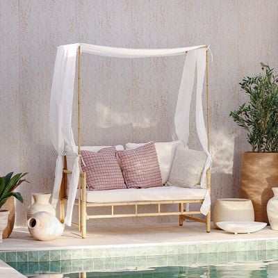 Serena Bistro Canopy Sofa - White/Bamboo - With 1-Year Warranty