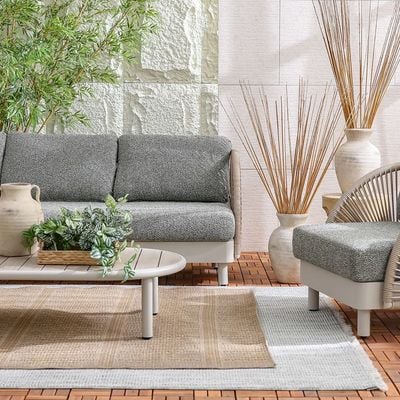 Bruce 5-Seater Rattan Sofa Set with Coffee Table-Apricot/Green/White-With 3-Year Warranty-By Ziantti