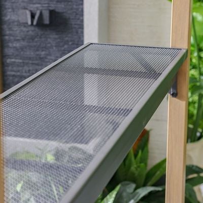 ساره مظلة شوي - رمادي داكن \ خشبي - مع ضمان لمدة سنة