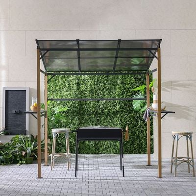 ساره مظلة شوي - رمادي داكن \ خشبي - مع ضمان لمدة سنة