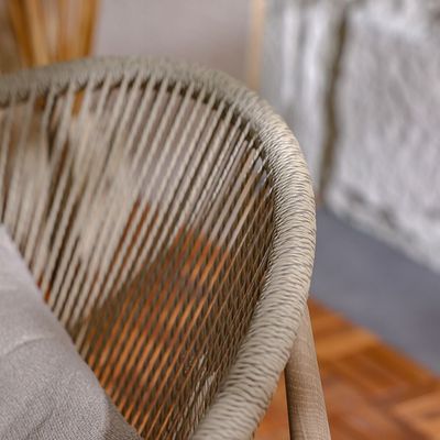 Belarus 1 + 2-Seater Rattan Balcony Set - Beige/Natural Oak - With 1-Year Warranty - By Ziantti