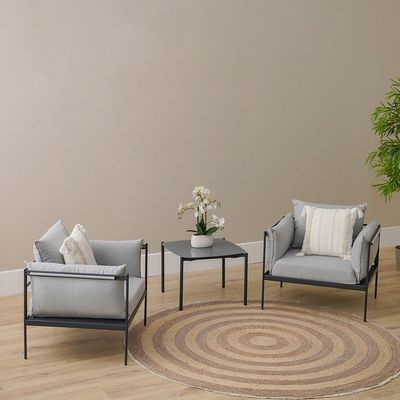 Burrows 1 + 2-Seater Balcony Set - Grey - With 1-Year Warranty